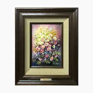 Alice Tack, Flowers, Oil on Canvas, 1982, Framed