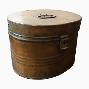 19th Century, Metal Hat Box in Trompe Loeil 1875