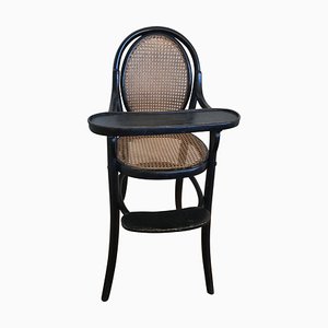 Sedia da bambino in legno curvato con tablet e poggiapiedi di Thonet