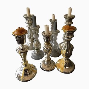 19th Century Mercury Glass Candlesticks, 1875, Set of 5