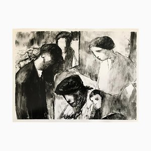 Paul Delvaux, figuras, acuarela original y dibujo a lápiz, 1920