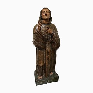 Saint Pascalis Sculpté en Noyer et Polychrome, Espagne, 1700s