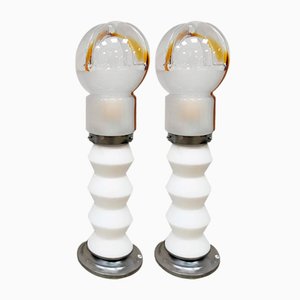 Vintage Italian Space Age Floor Lamps in Murano Glass from Mazzega, 1970s, Set of 2