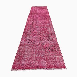 Turkish Distressed Narrow Runner Rug in Pink, 1970s