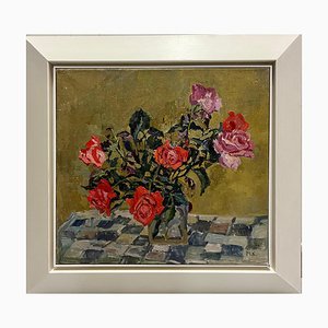 Maya Kopitzeva, Roses Rouges, 1968, Huile