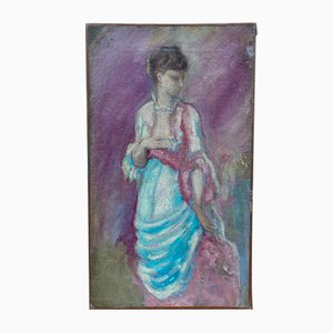 Mujer en traje de noche, de principios del siglo XX, óleo sobre lienzo