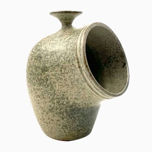 Organic Green Ceramic Vase, France, 1960s