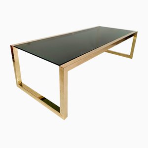Large Mid-Century Brass Coffee Table, Italy, 1970s