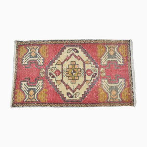 Paillasson Moderne Oushak Rouge Neutre Vintage