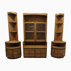 Teak Wall Unit by Nathan Furniture with 2 Corner & 1 Main Unit, 1980s, Set of 3