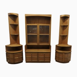 Teak Wandregal von Nathan Furniture mit 2 Eck- & 1 Hauptelement, 1980er, 3er Set