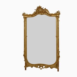 Espejo de muelle dorado, década de 1850