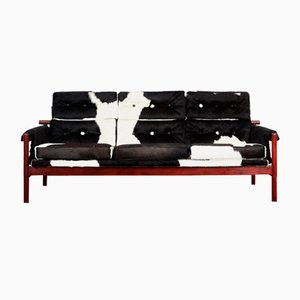 Mid-Century Guama Sofa in Black and White Cowhide by Gonzalo Cordoba for Dujo, 1954
