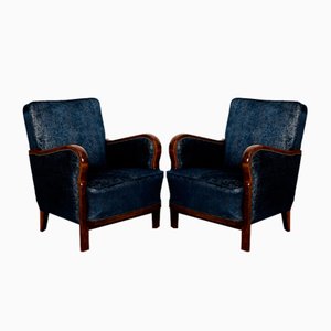 Mid-Century Art Deco Club Chairs, 1940s, Set of 2