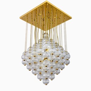 Lampadario Mid-Century a incasso in vetro di Murano e ottone di Venini, Italia, anni '60