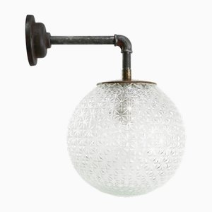 Industrielle Vintage Wandlampe aus Klarglas & Messing