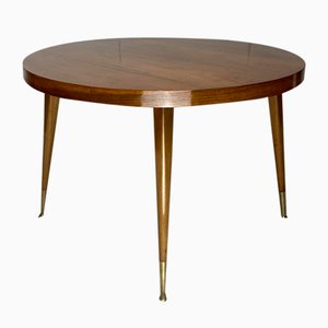Italian Round Table with Tapered Brass Leg Ends, 1950s