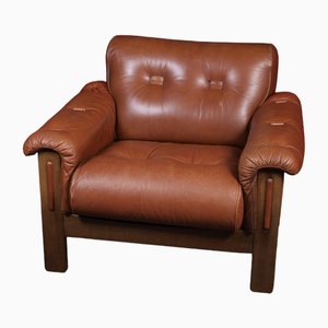 Vintage Comfortable Lounge Leather Chair, 1970s
