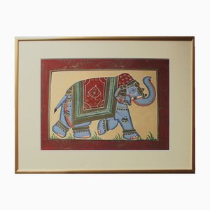 Panel de seda con elefante, década de 2000