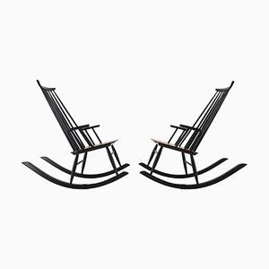 Varjonen Wood Processing Beech Rocking Chairs, Finland, 1960s, Set of 2