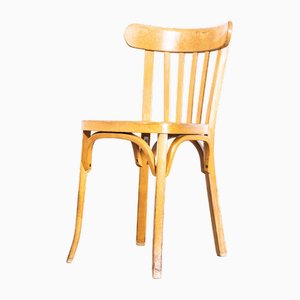 Blonde Bentwood Café Dining Chairs attributed to Baumann, 1950s, Set of 7