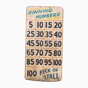 Cartel de feria con números ganadores original grande, años 50