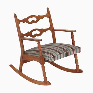 Modern Danish Rocking Chair in Oak & Wool Fabric by Henry Kjærnulff, 1950s