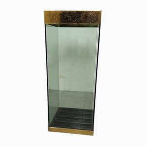 Vintage Brass and Glass Umbrella Stand, 1970s