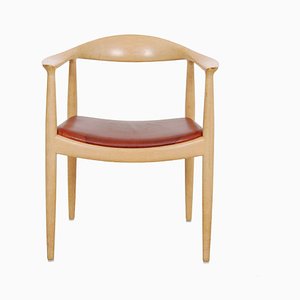 Vintage Chair in Lacquered Oak and Anilin Leather by Hans Wegner for PP Møbler, 2000s