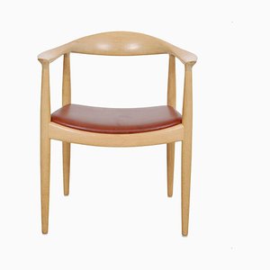 Vintage Stuhl aus Lackierter Eiche & Anilinleder von Hans Wegner für PP Møbler, 2000er