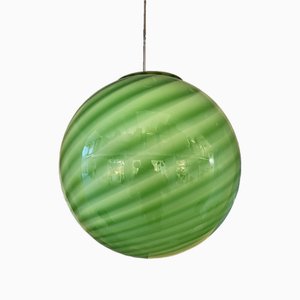 Transparente weiße & grüne Hängelampe aus Muranoglas von Simoeng