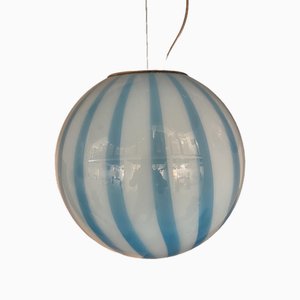 Lámpara colgante en blanco y azul transparente de cristal de Murano de Simoeng