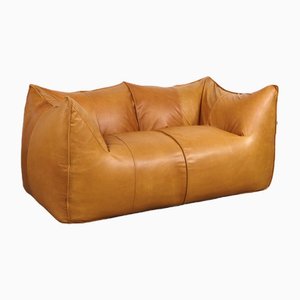 Le Bambole 2-Seater Sofa in Cognac Leather by Mario Bellini for B&b Italia, 1970s