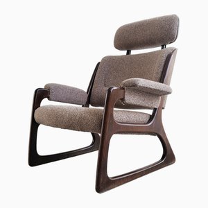 Mid-Century Lounge Chair in Rosewood and Wool from Baumann, 1960s