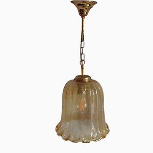 Vintage Ceiling Lamp with Tinted Ice Glass Shade from Sölken Leutchen, 1970s