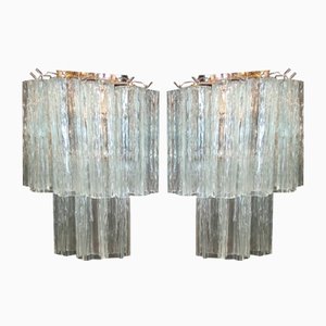 Lámparas de pared vintage de cristal de Murano, años 70. Juego de 3