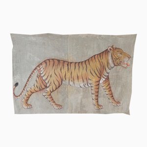 Grande Tenture Murale Tigre, Inde, 19ème Siècle
