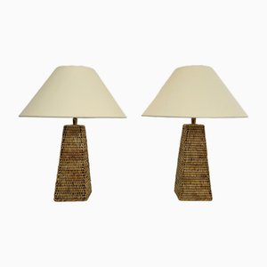Mid-Century Rattan Table Lamps, 1970s Set of 2