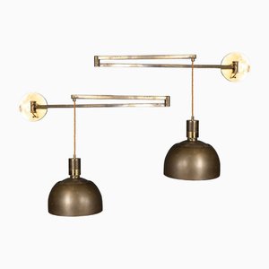 Italian Brass Articulated Wall Lights by Albini & Helg, 1960s, Set of 2