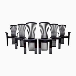Italian Modern Dining Chairs and Armchairs by Pietro Constantini, 1980s, Set of 6