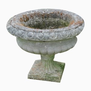 Large Weathered Cast Stone Garden Planters, 1930s, Set of 4