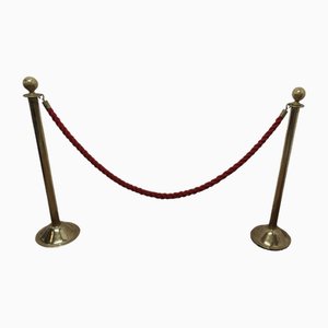 Vintage Brass and Red Rope Barrier, 1930s