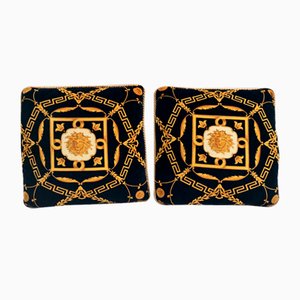 Black Throw Pillows attributed to Gianni Versace, Italy, 1980s, Set of 2