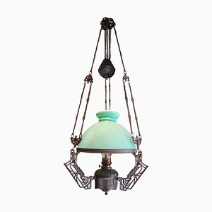 Art Nouveau Adjustable Counterweight Oil Pendant Lamp