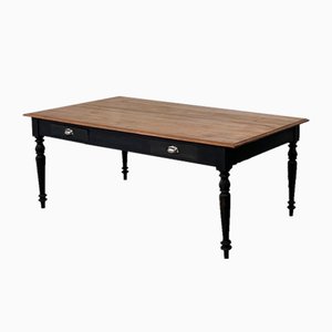 Table in Oak with Black Patinated Turned Feet, 1950s