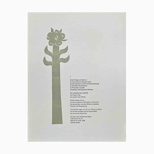 Jean Lurçat, Der Baum mit Gedicht, Lithographie, Mitte des 20. Jahrhunderts