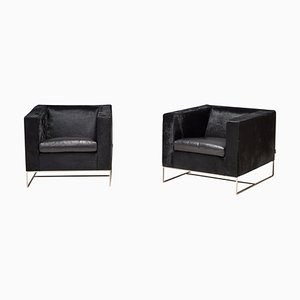 Poltrone Klee in cavallino nero di Rodolfo Dordoni per Minotti, set di 2