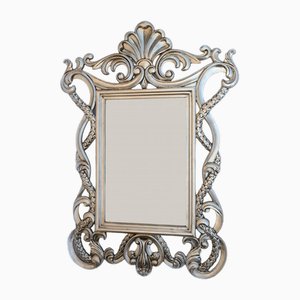 Miroir Rococo Doré Verre Argenté, Italie