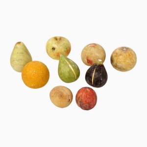 Fruits Décoratifs Antiques en Marbre de Carrare, 1800s, Set de 9