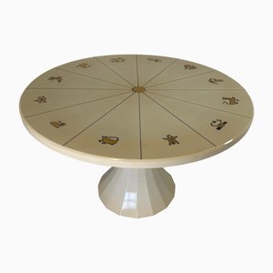 Italian Art Deco Gold Leaf Zodiac Signs Table in the style of Gio Ponti, 1940s